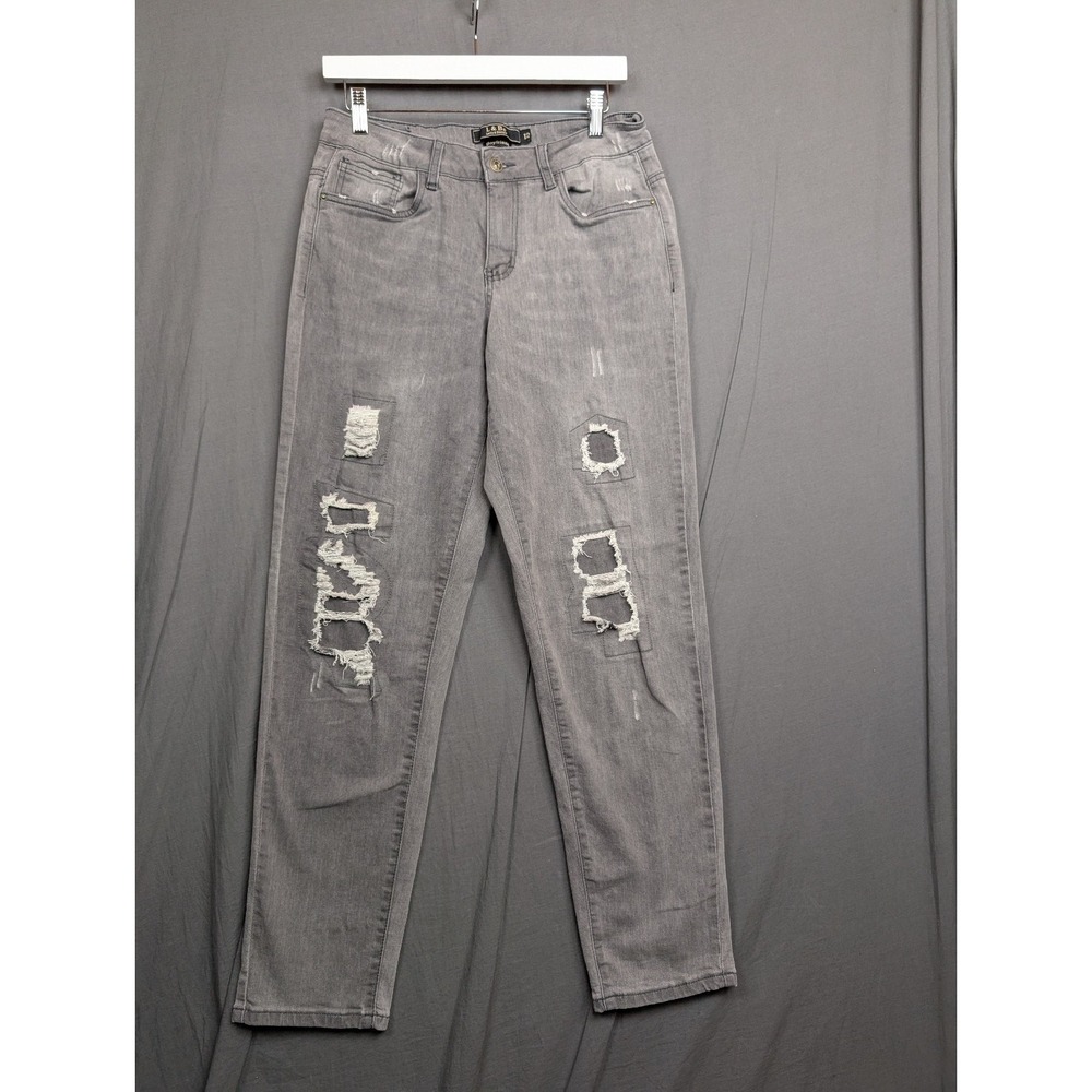 L&B Women's Distressed Boyfriend Gray Jeans Size 12